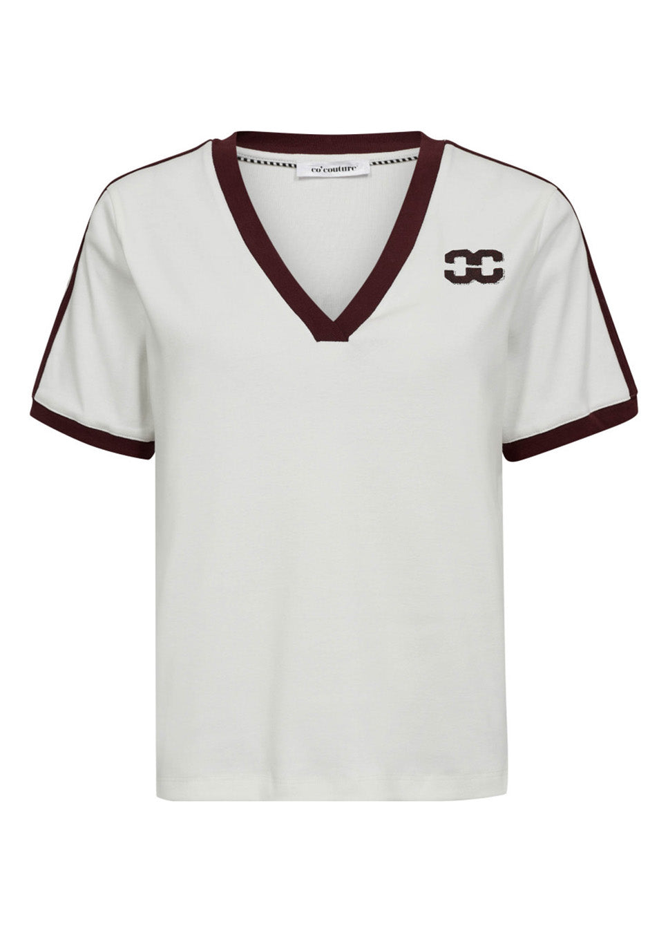 Co Couture EdgeCC Block T-shirt Off white Wine red voorkant