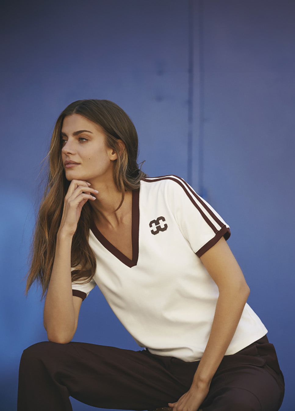 Co Couture EdgeCC Block T-shirt Off white Wine red