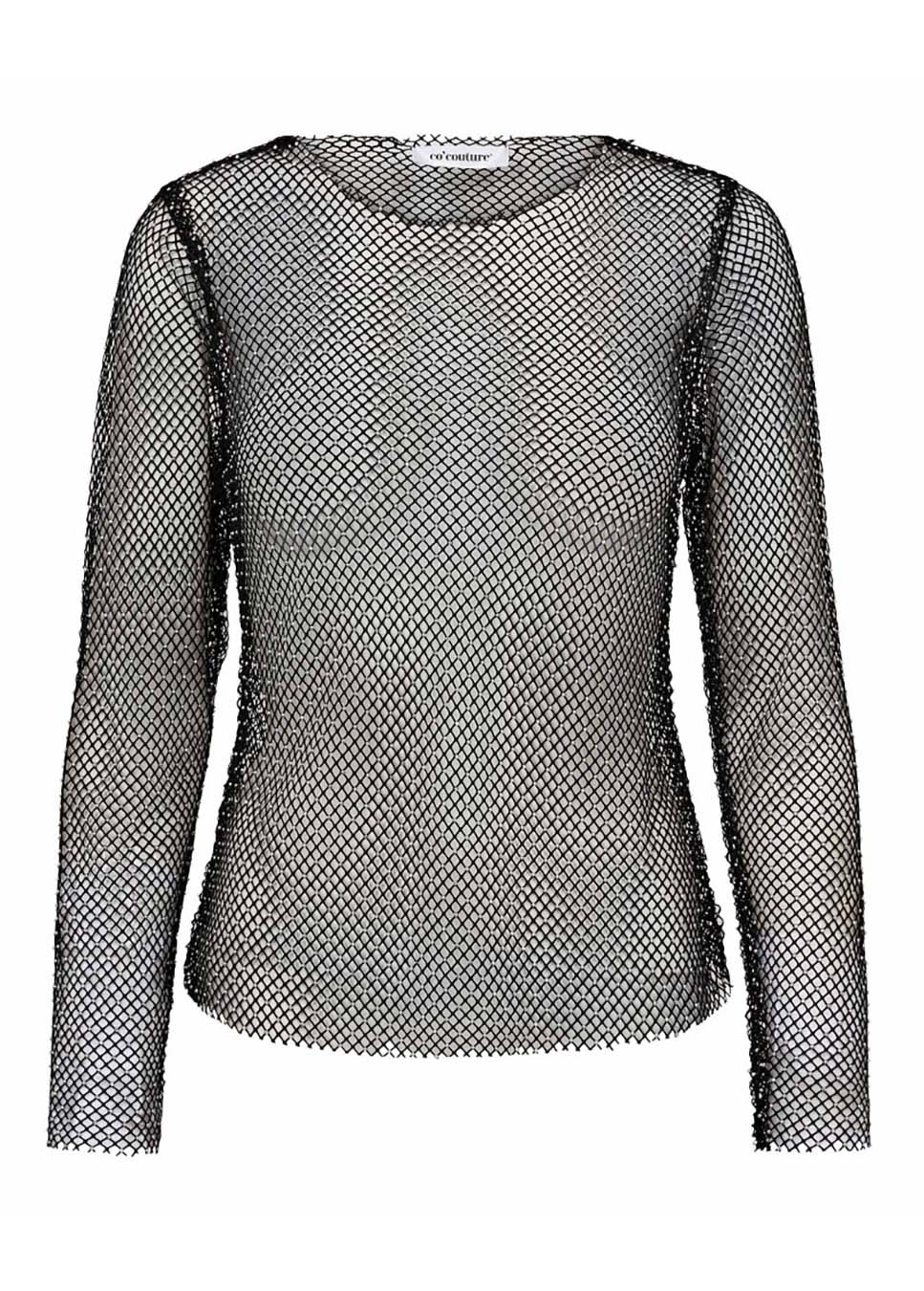 Co Couture KrystalCC Net Blouse zwart voorkant