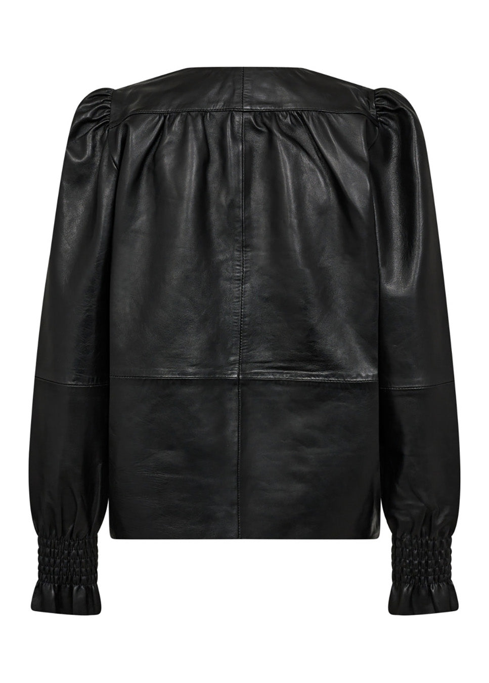 Co Couture PhoebeCC Leather V-Blouse zwart achterkant