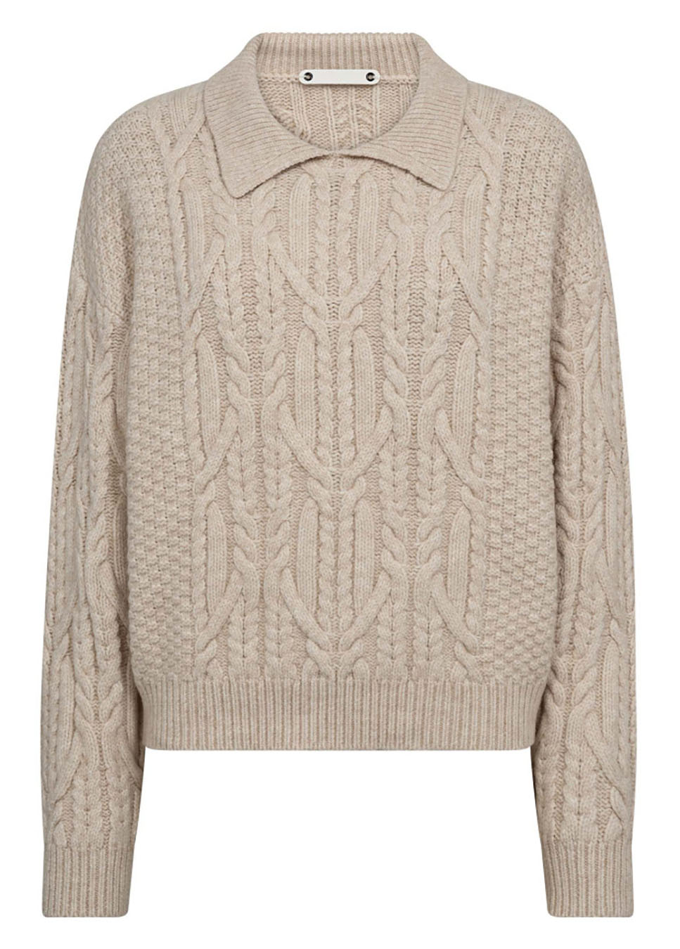 Co Couture RowCC Collar Cable Knit beige voorkant