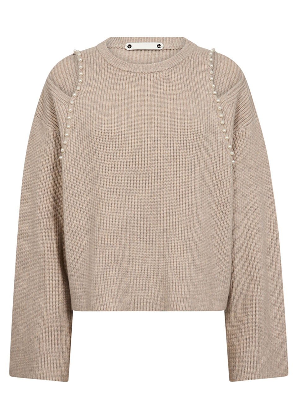 Co Couture RowCC Rib Pearl trui beige voorkant