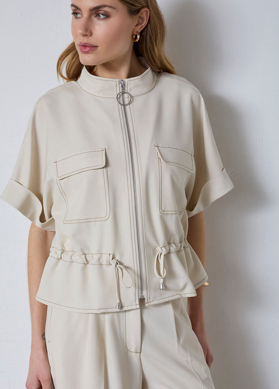 Co Couture TerryCC Vest beige voorkant van het model