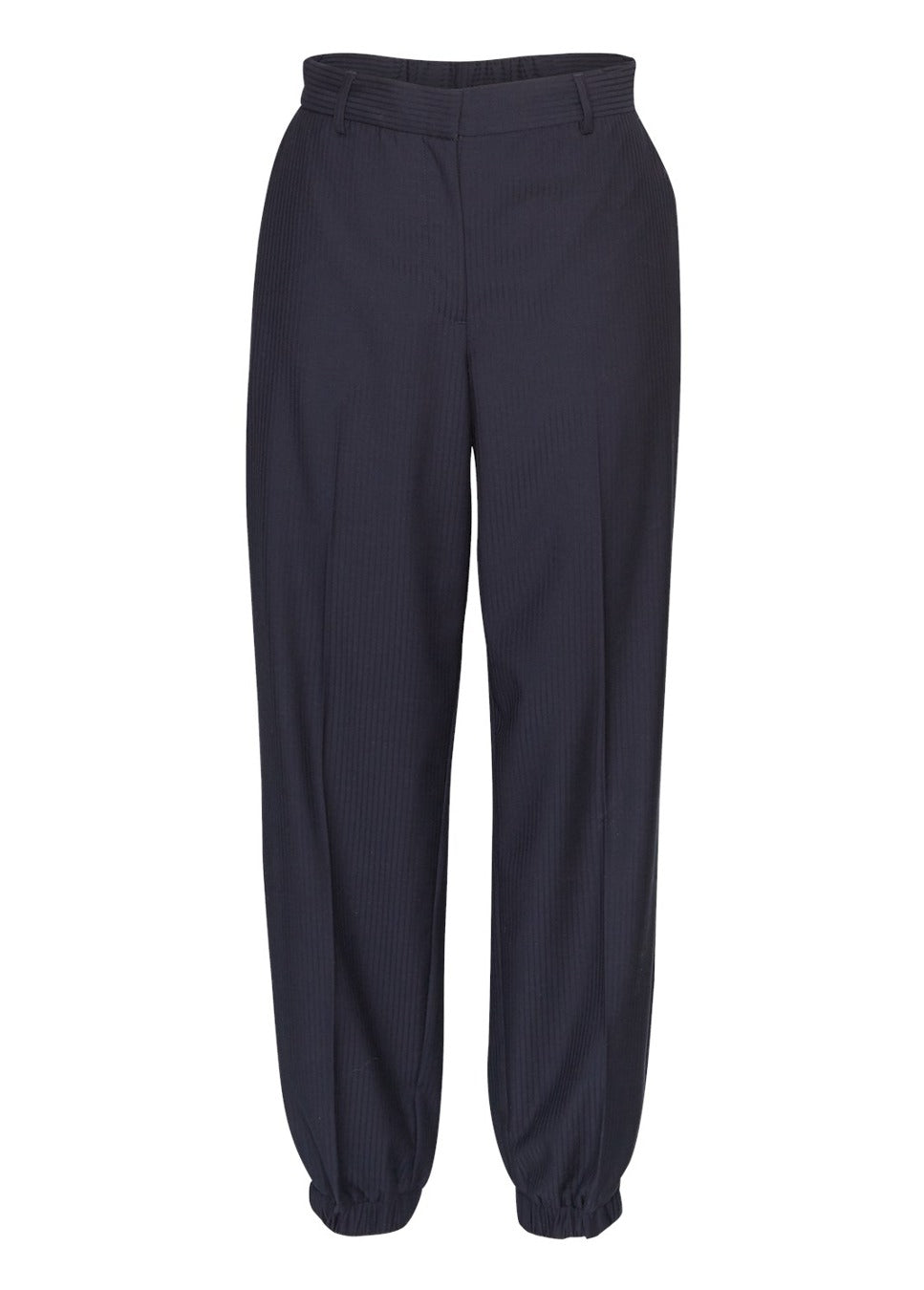 Donkerblauwe krijtstreep pantalon Maelynn MSCH Copenhagen voorkant