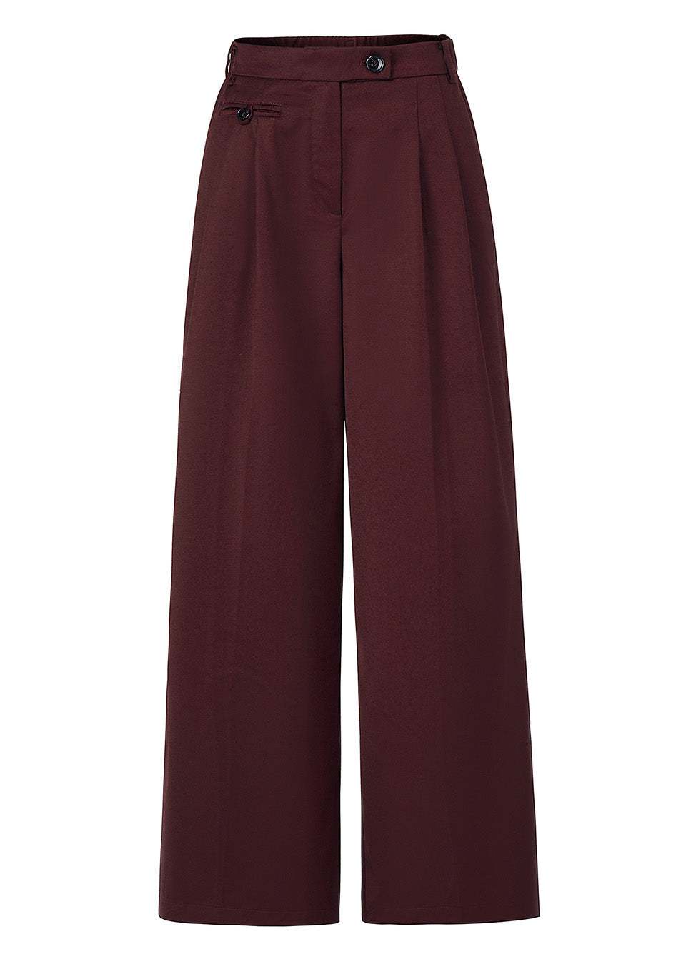FRNCH CHC25721 wide-leg bandplooi pantalon bordeaux rood voorkant