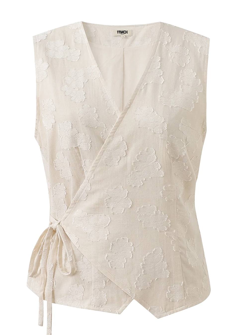 product foto van het beige FRNCH chemzi gilet met structuur