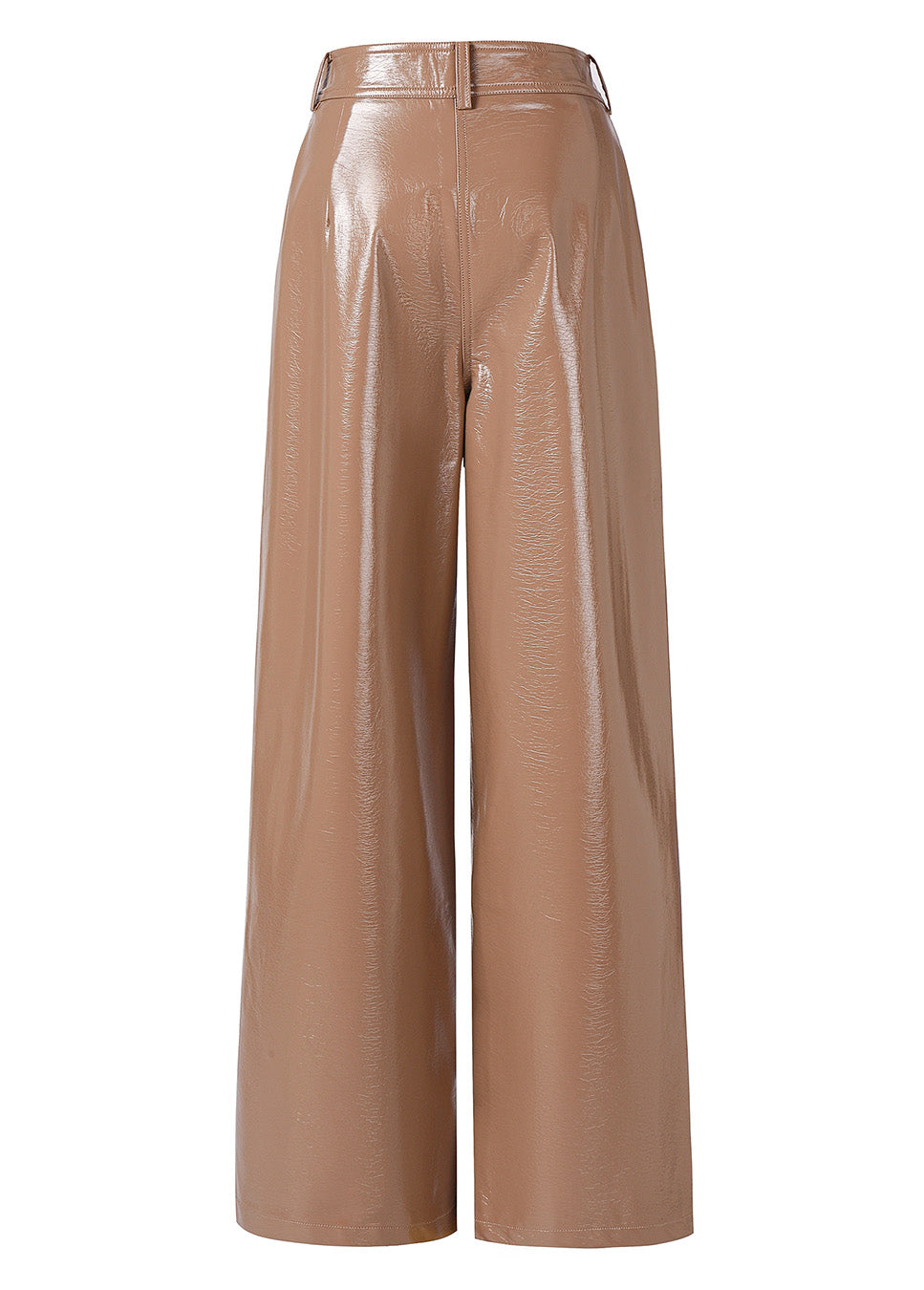 FRNCH Hortensis broek vegan leather wide-leg beige achterkant