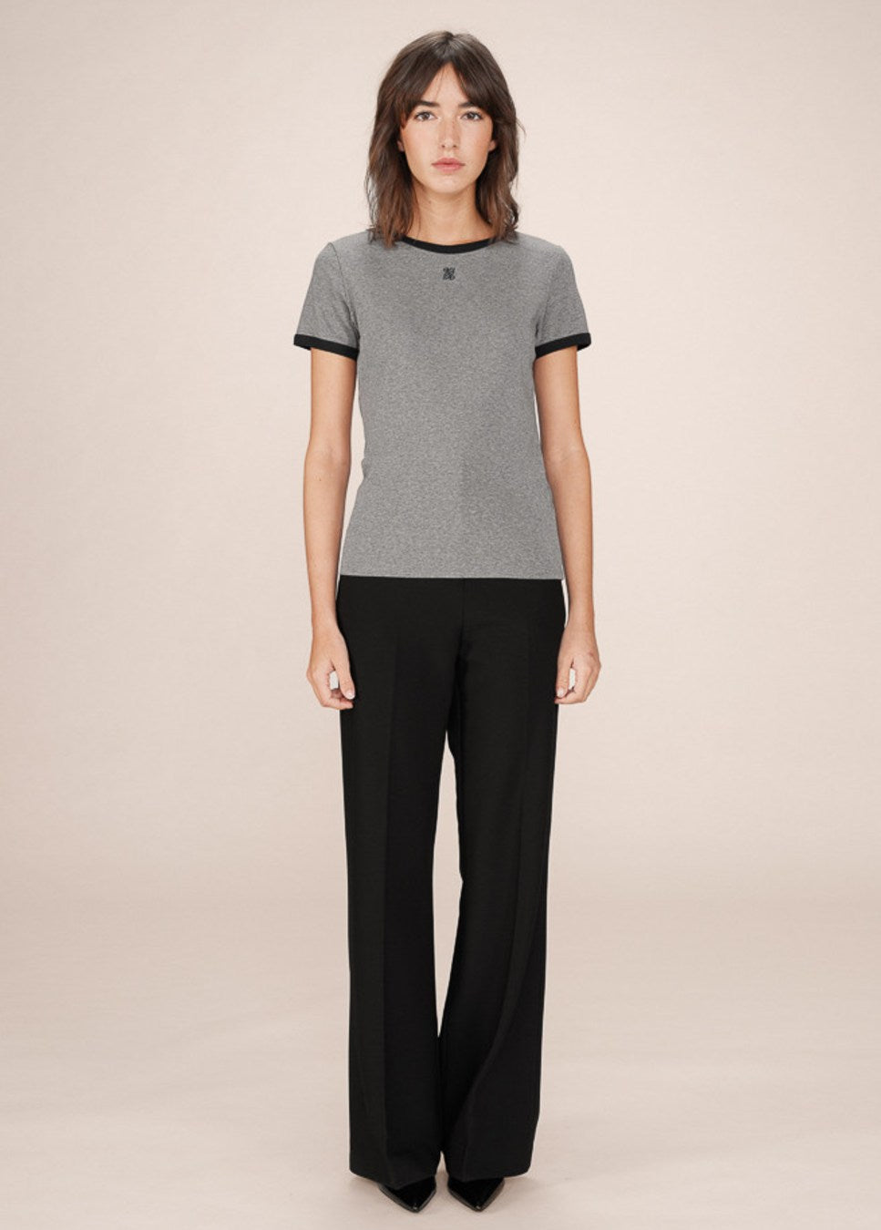 Grace & Mila t-shirt sany met korte mouwen op model grijs van kleur