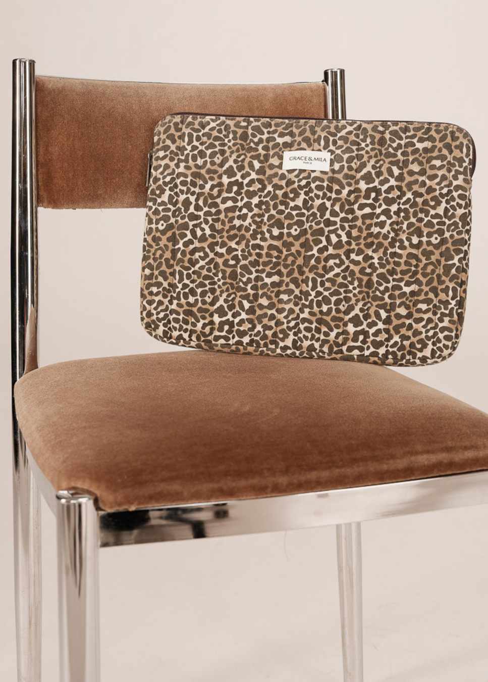 Grace en Mila sherry laptop tas met leopard print