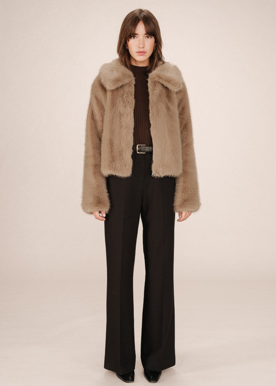 Grace & Mila jas shonno faux fur beige van kleur