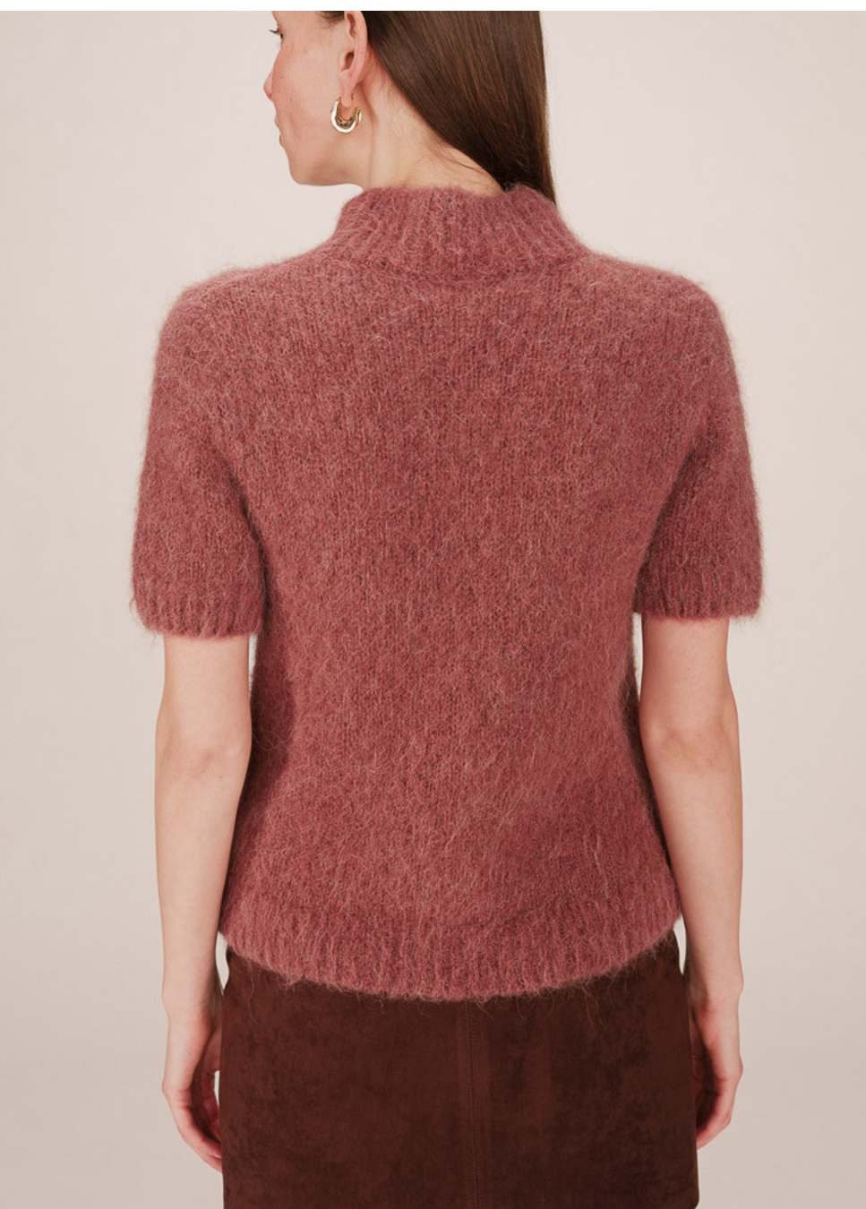 Terracotta trui grace en mila saule gebreid met korte mouwen