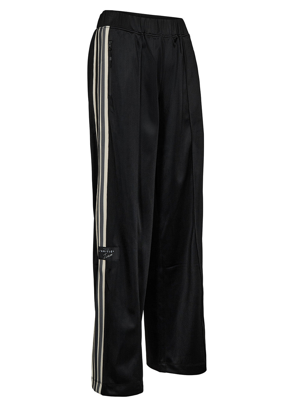 Haute L’Amitié Baggy Days Track tall pants black zijkant