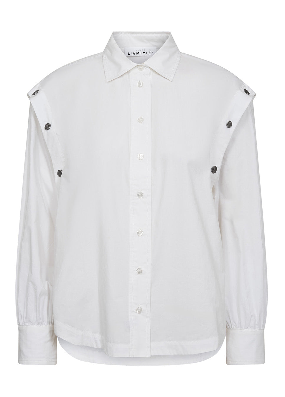 Haute L’Amitié Button Sleeve blouse wit voorkant