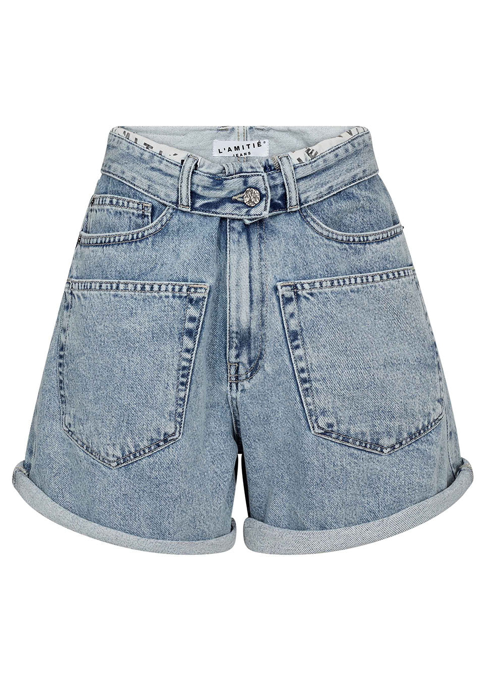 Haute L’Amitié Flip Waist Shorts denim blauw voorkant