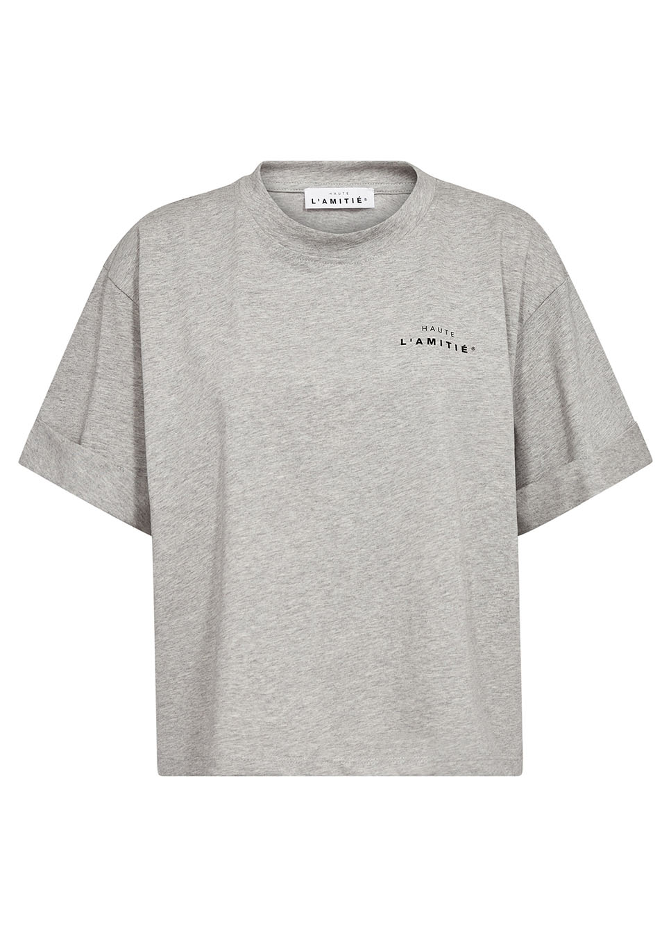 Haute L’Amitié HL Crew Neck Crop T-Shirt grijs voorkant
