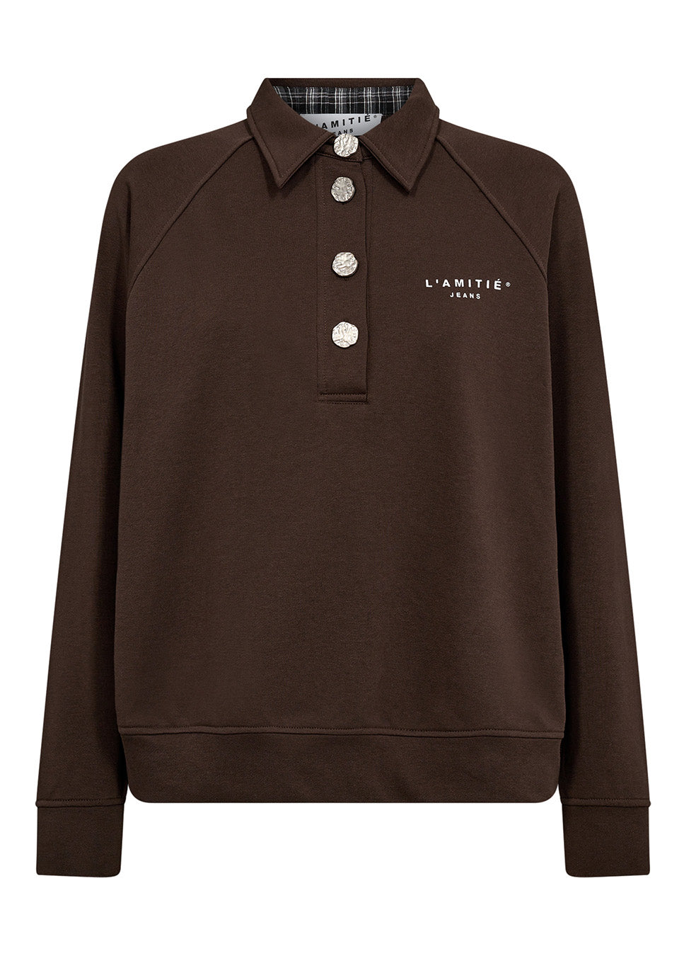 Haute L’Amitié Polo Logo Sweat Bruin voorkant trui