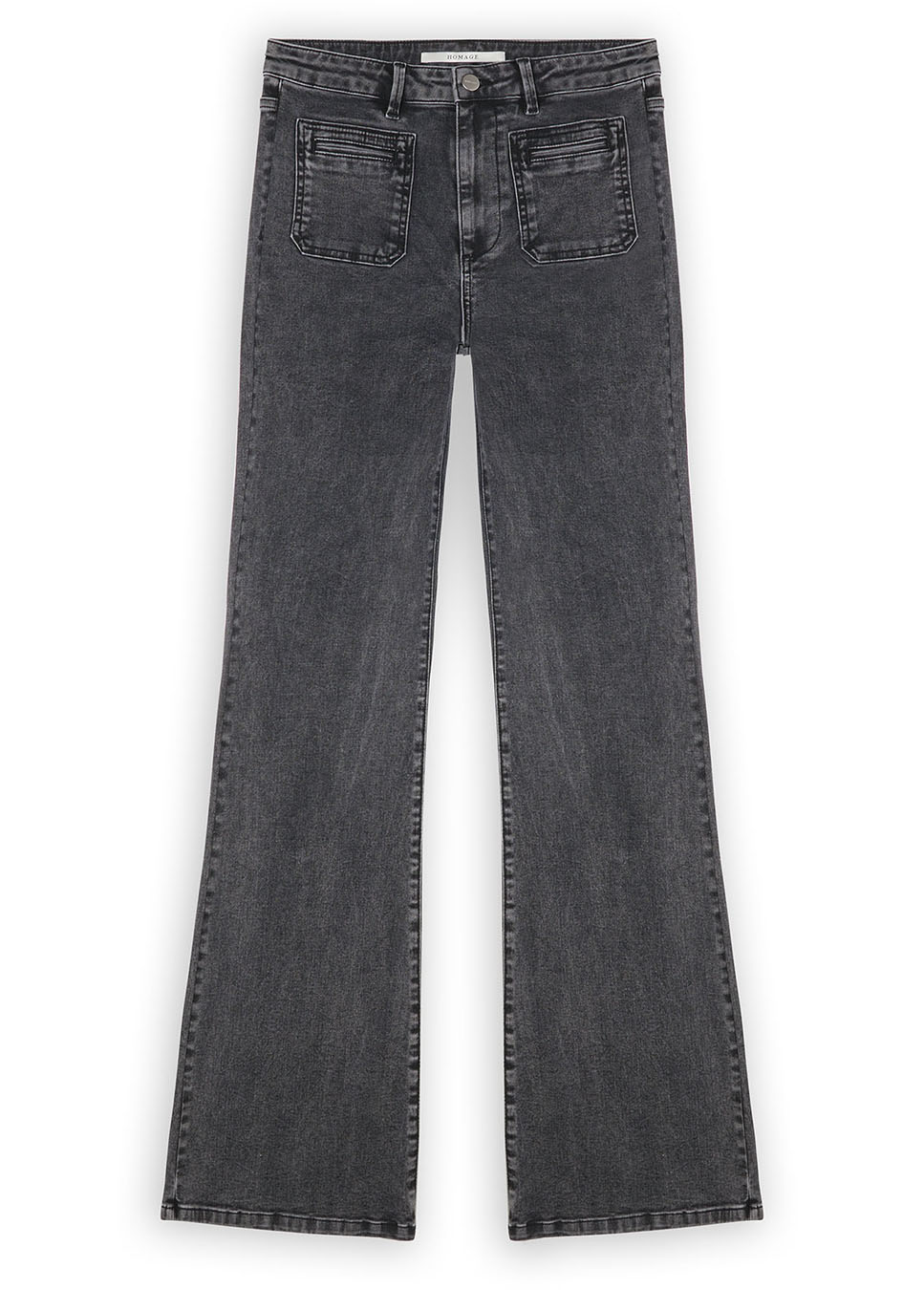 Homage Jane flared jeans with pockets zwart voorkant