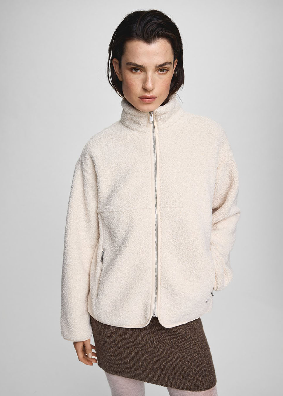 MSCH Copenhagen Letha teddy Jacket beige voorkant model