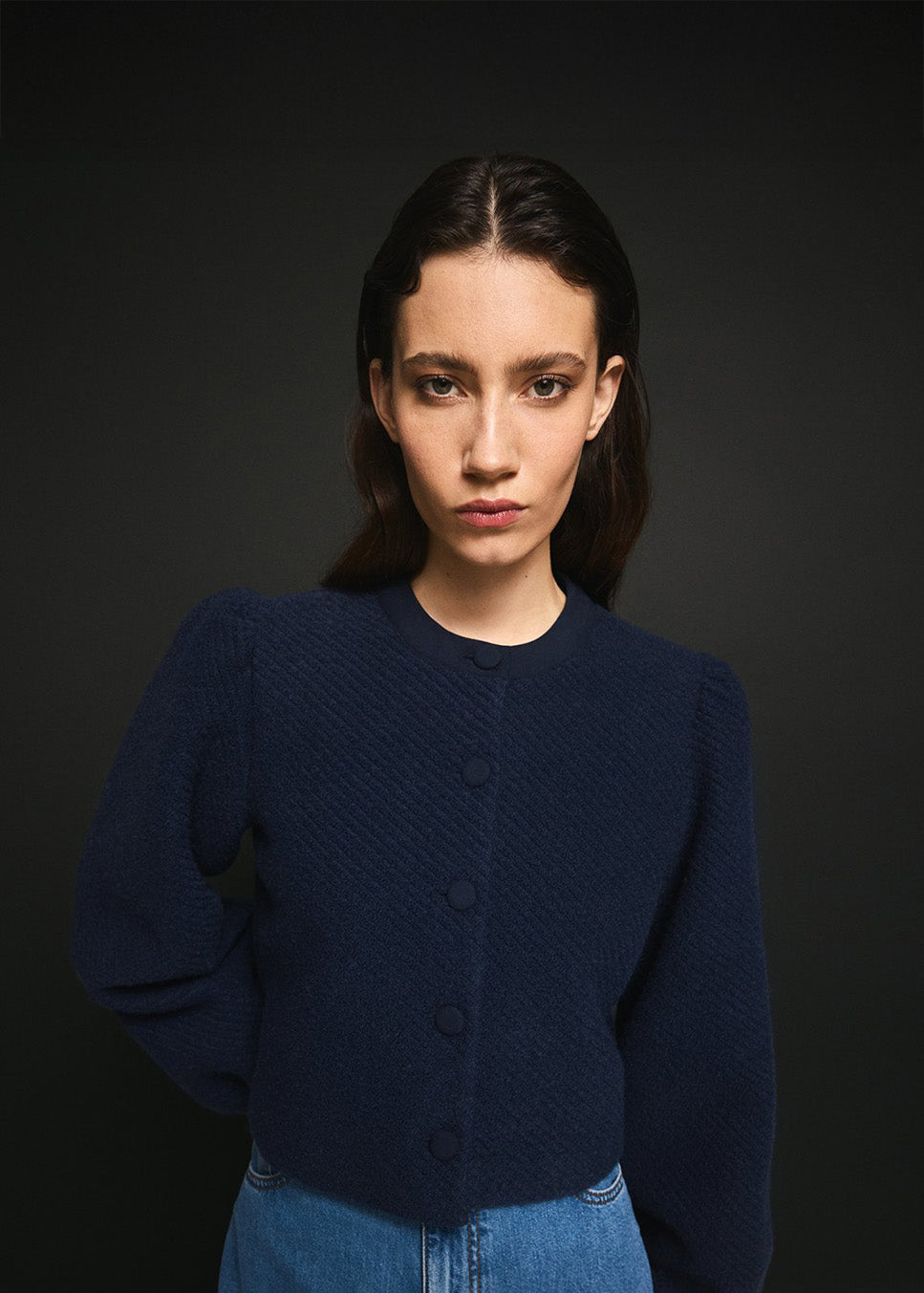 MSCH Copenhagen MSCHDazzle jasje wol blauw voorkant model