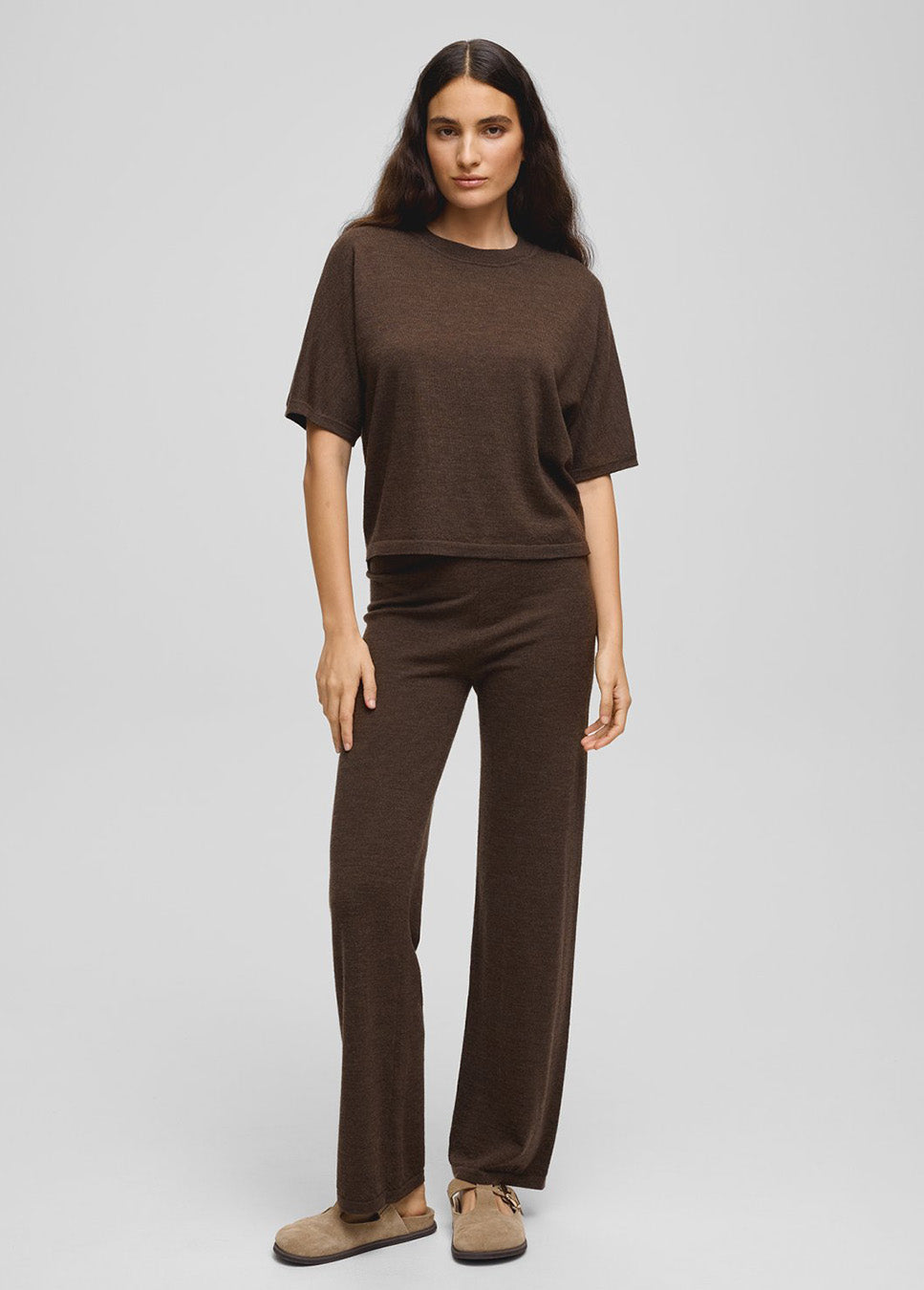 MSCH Copenhagen MSCHNema Avalina broek bruin voorkant model met bruine wollen top