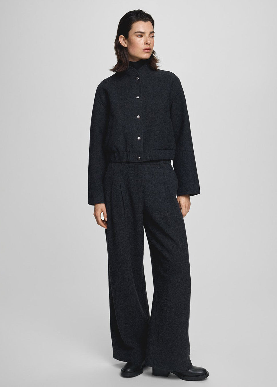 MSCH Copenhagen MSCHSeba pantalon wol donkergrijs voorkant model met grijze broek