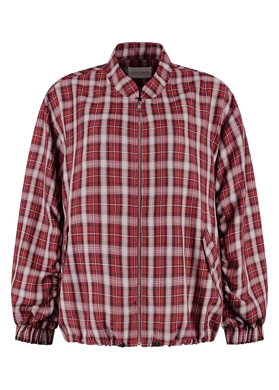 Studio Amaya Check bomberjas geruit rood voorkant