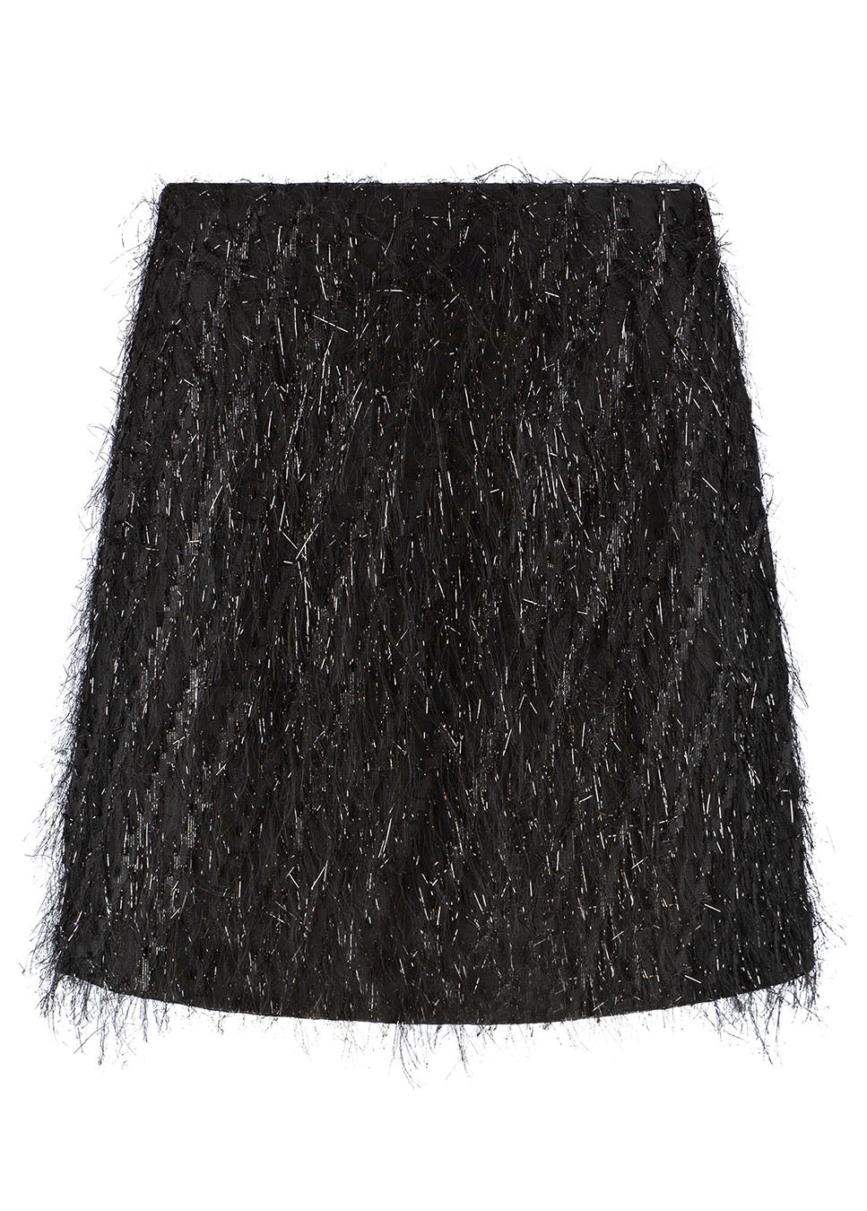 Studio Amaya Dreams rok mini fransjes glitters zwart voorkant