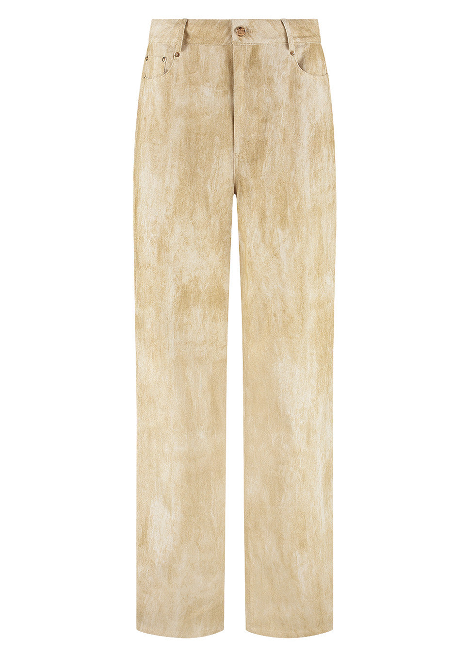 Studio Amaya Junoa broek denim wide-leg beige voorkant