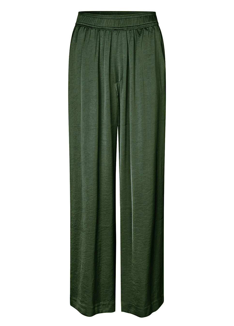 mbyM Asaka-M broek wide-leg satijn donker groen voorkant