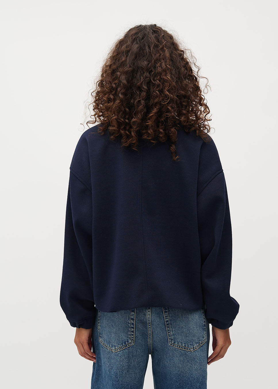 mbyM Bamina-M bomber jasje knopen donkerblauw achterkant model