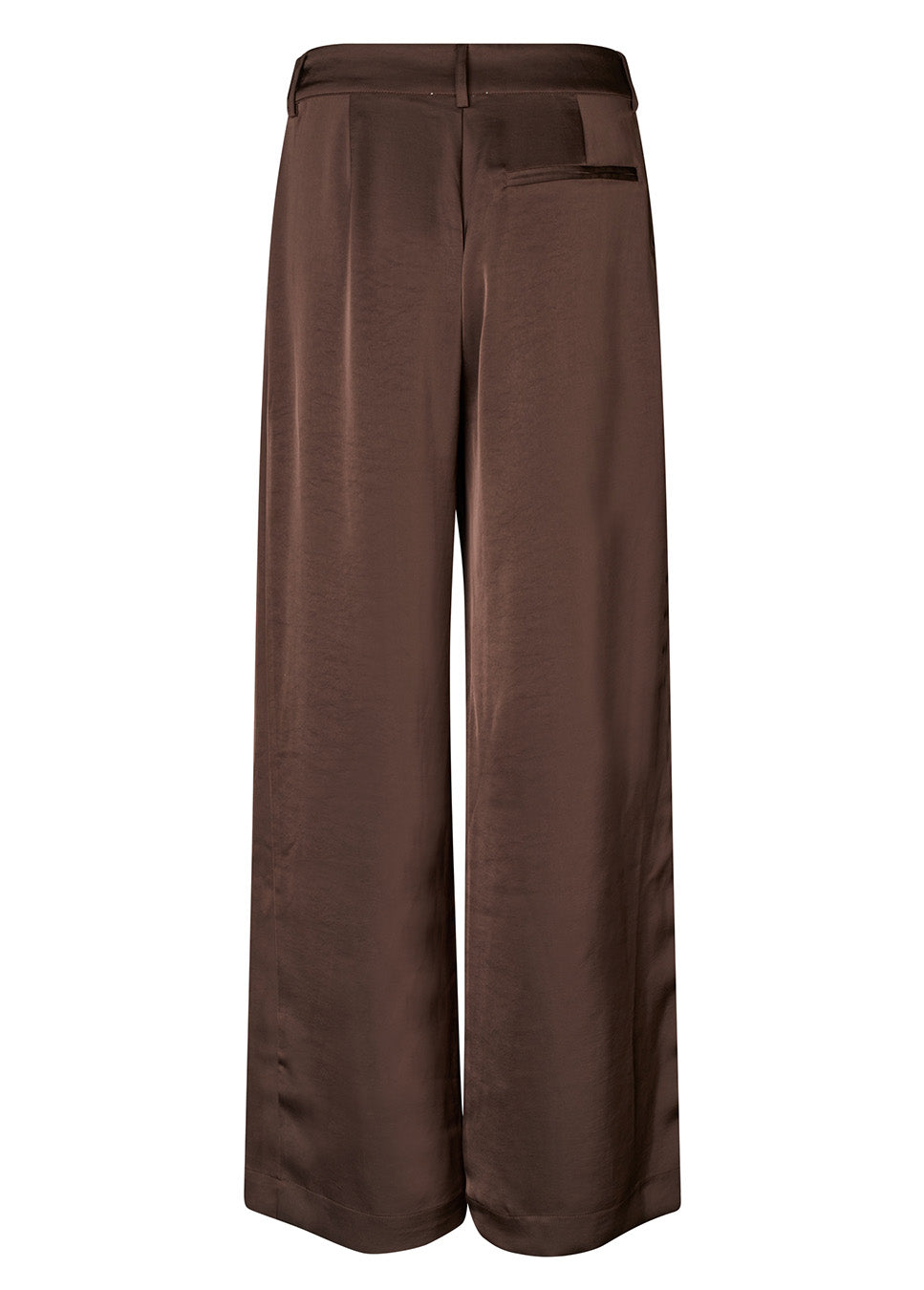 mbyM Guri Long-M broek wide-leg satijn glanzend bruin achterkant
