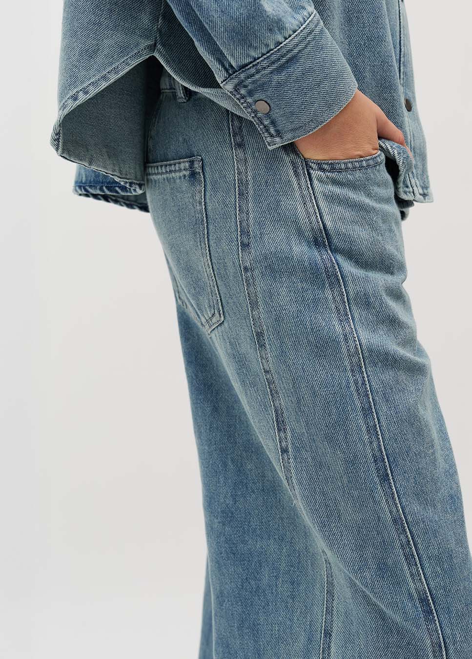 mbyM Katyn-M jeans wide-leg blauw detail broek