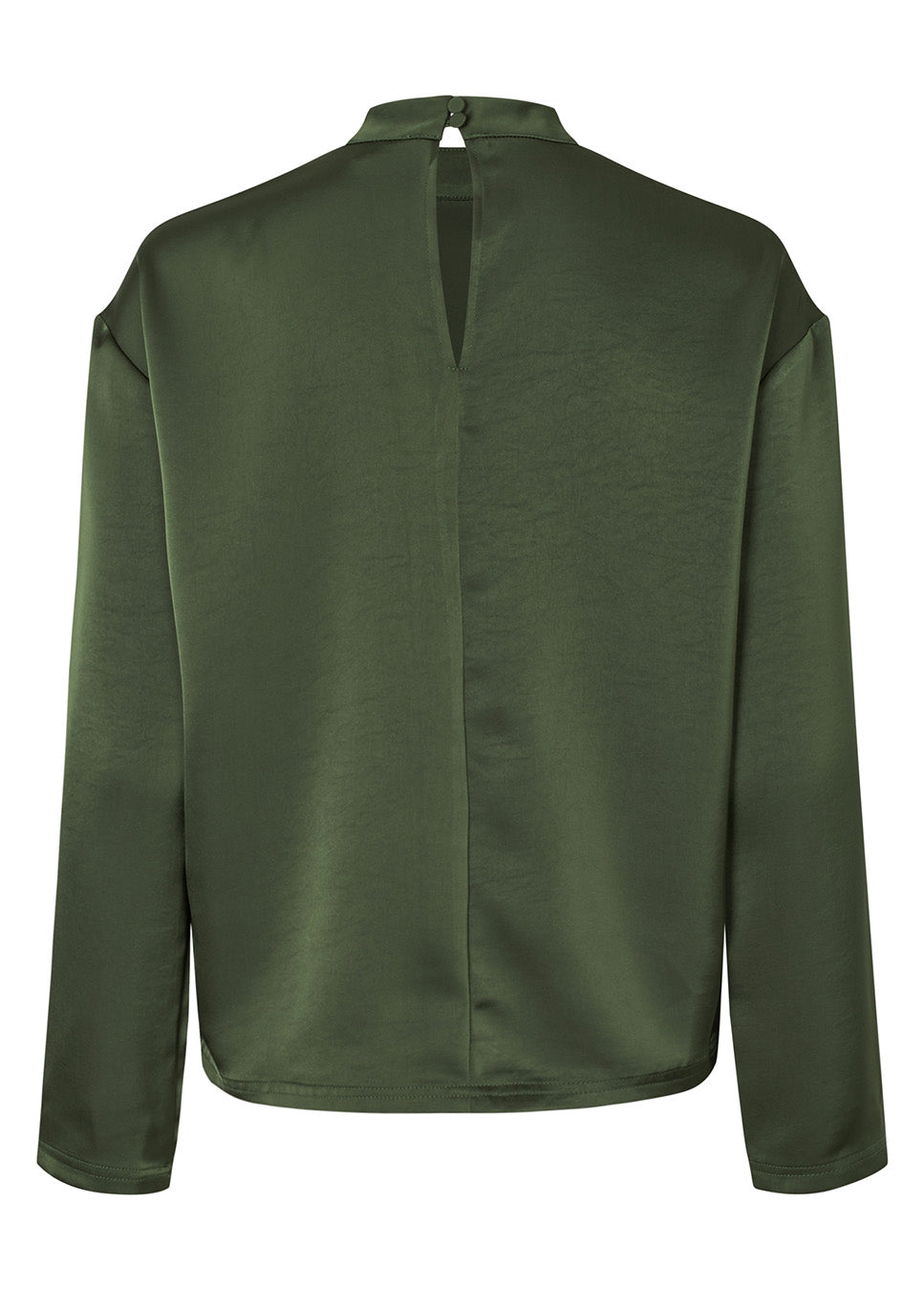 mbyM Linea Short LS-M blouse satijn donker groen achterkant