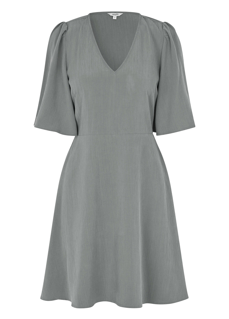 mbyM Melika-M jurk midi-jurk grijs blauw voorkant