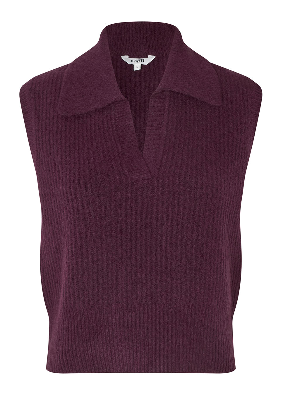 mbyM Ritika-M spencer gebreid bordeaux rood v-hals en kraag voorkant