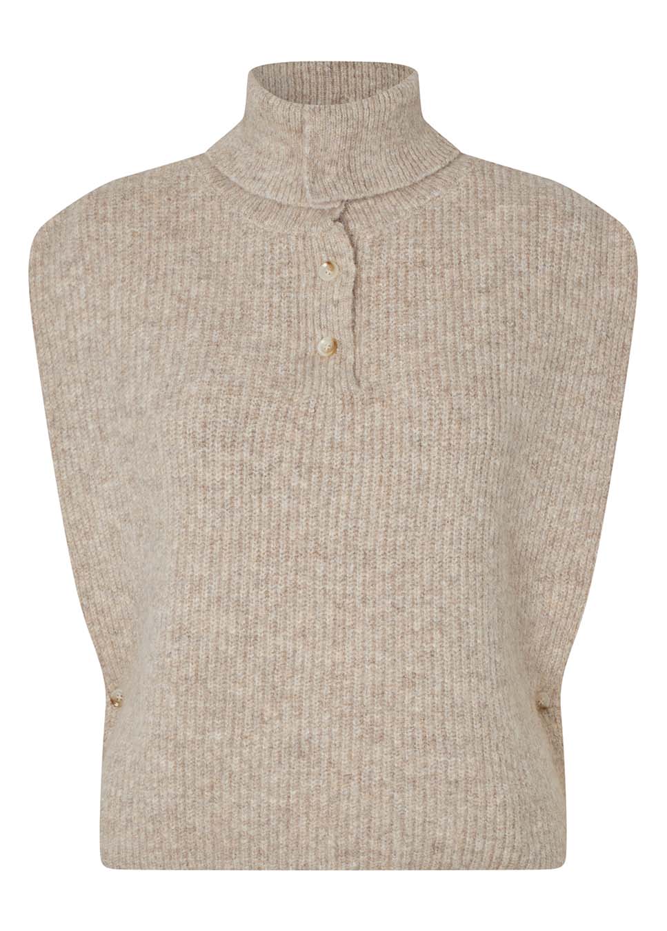 mbyM Tristiana-M spencer gebreid met col beige voorkant