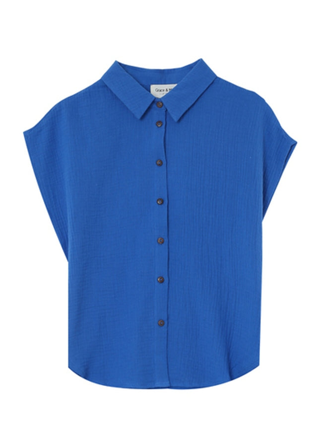 Blue blouse with short sleeves Metisse - Grace &amp; Mila