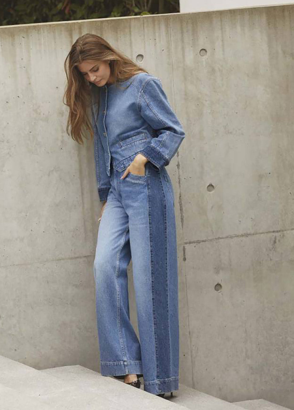 Co Couture BilbaoCC Wide leg LL Jeans blauw zijkant model
