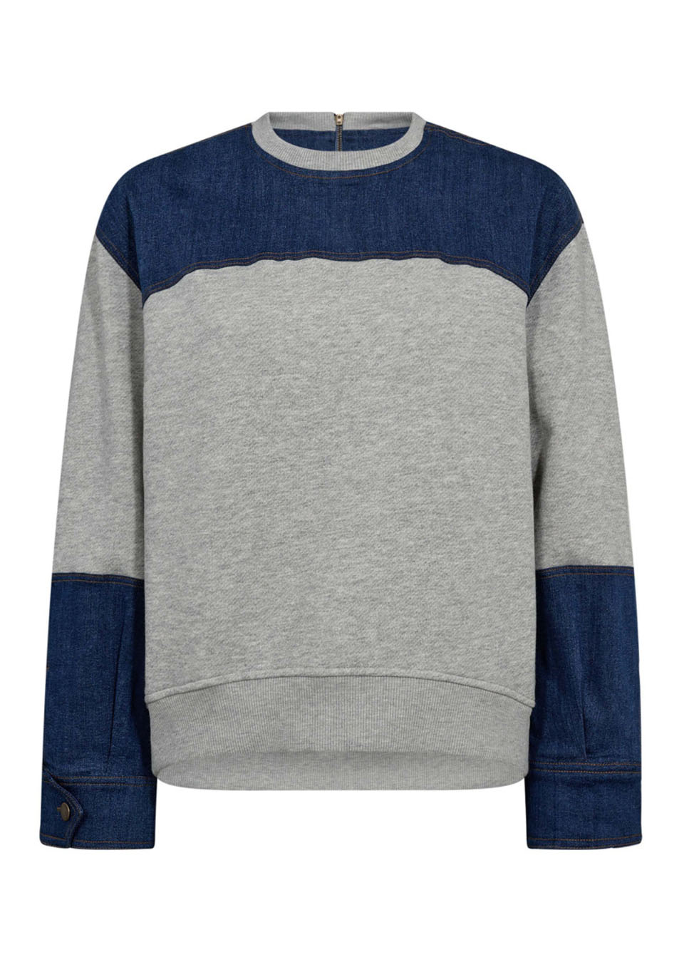 Co Couture CandizCC denim mix sweater grijs voorkant