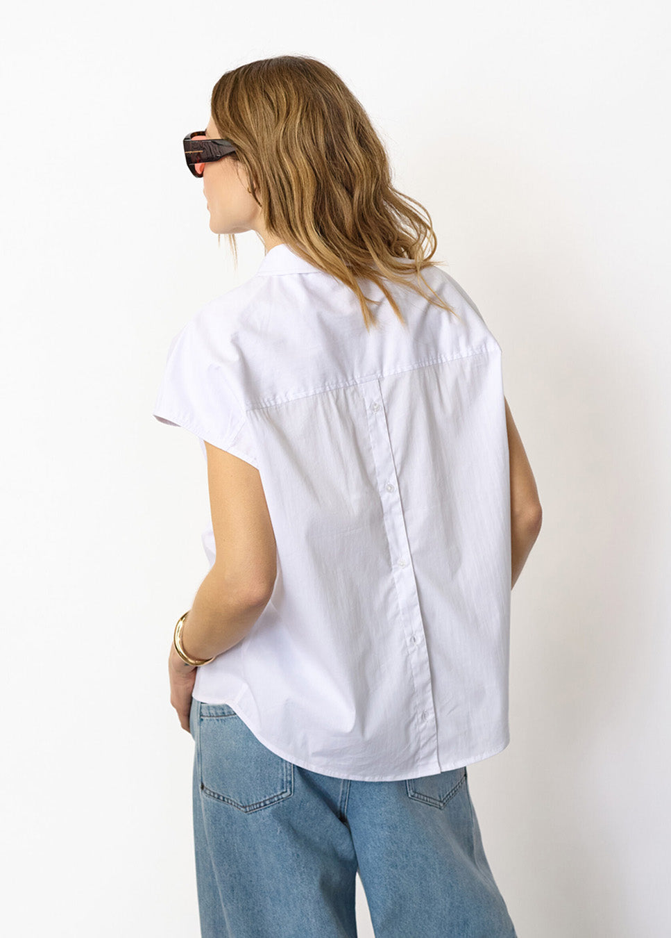 Co Couture ElaraCC Slit Back SS Shirt wit achterkant model