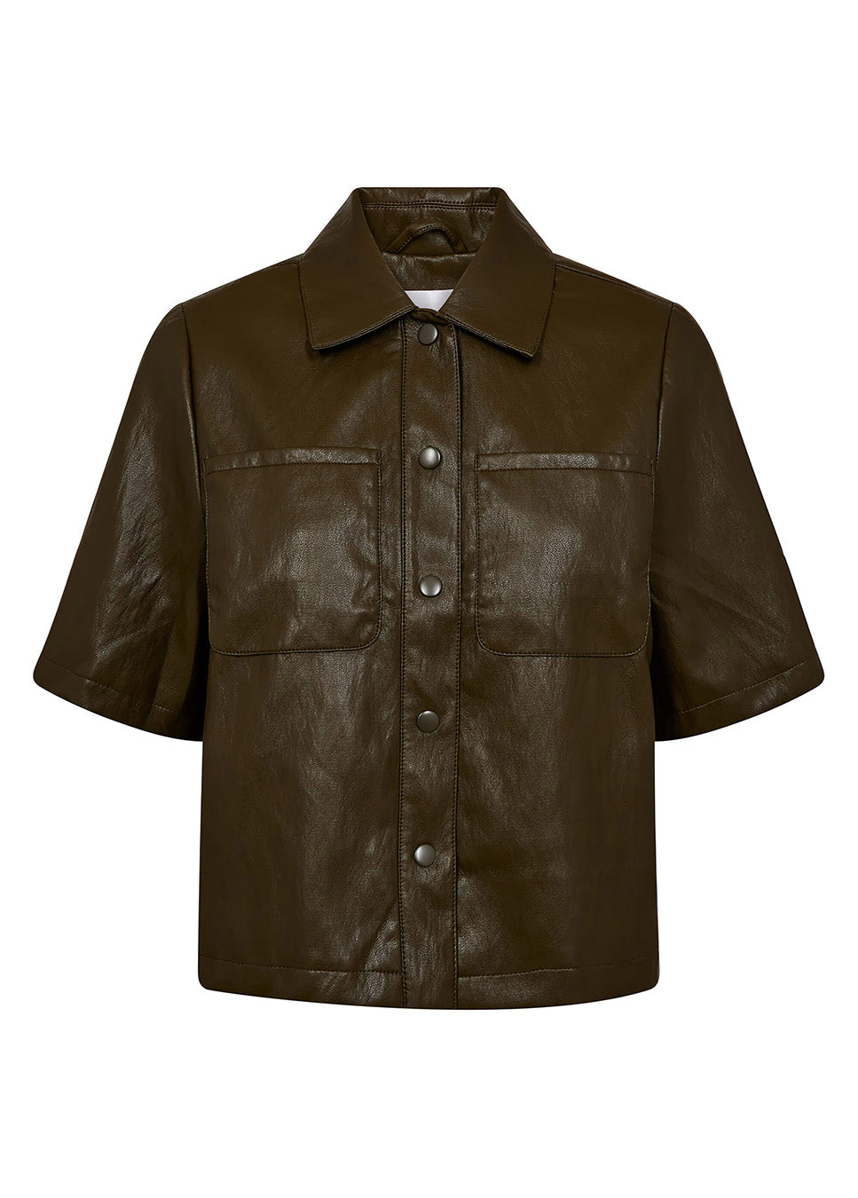 Co Couture GittCC SS Shirt vegan leather groen voorkant