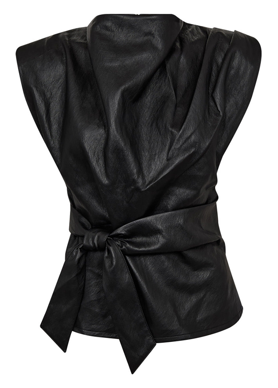 Co Couture GittCC Pleat Top vegan leather zwart voorkant