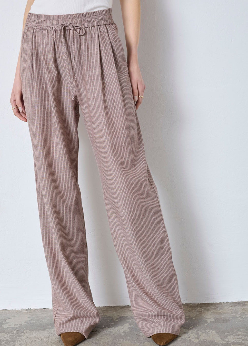 Co Couture JihoCC Stripe LL Pant bruin voorkant detail