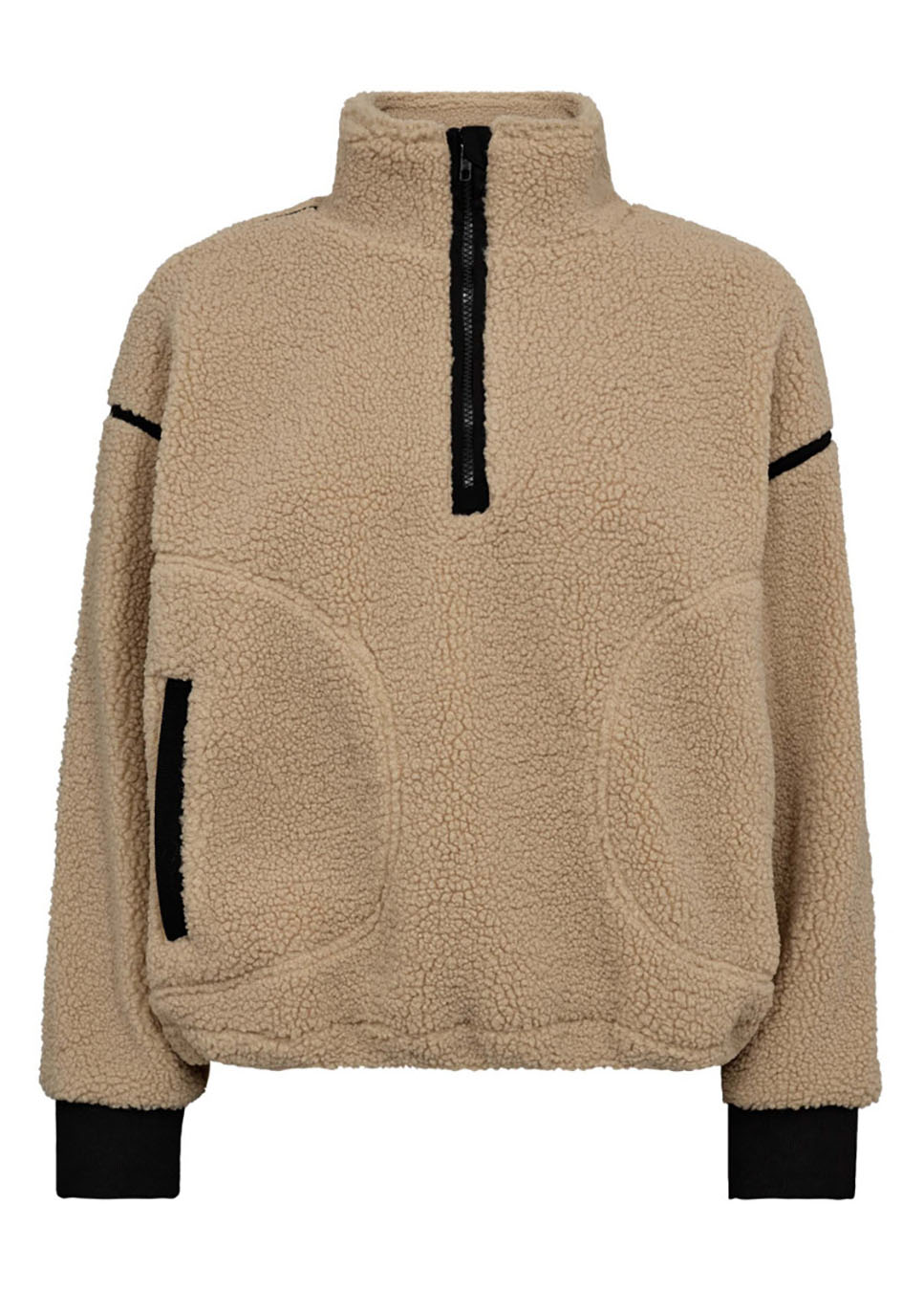 Co Couture MadinCC Fleece vest met rits beige voorkant