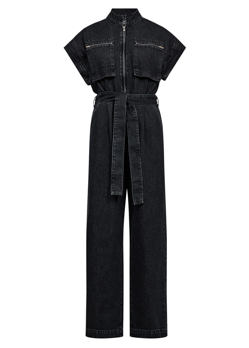 Co Couture PancyCC Zip LL Jumpsuit denim zwart voorkant