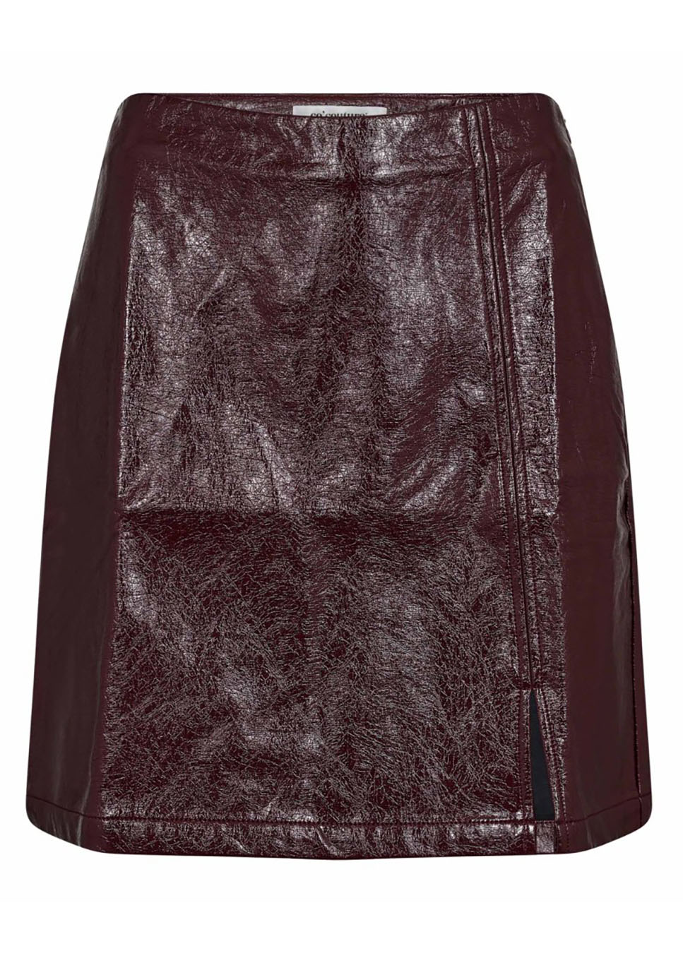 Co Couture PosyCC skirt kort vegan leather lak bordeaux rood voorkant