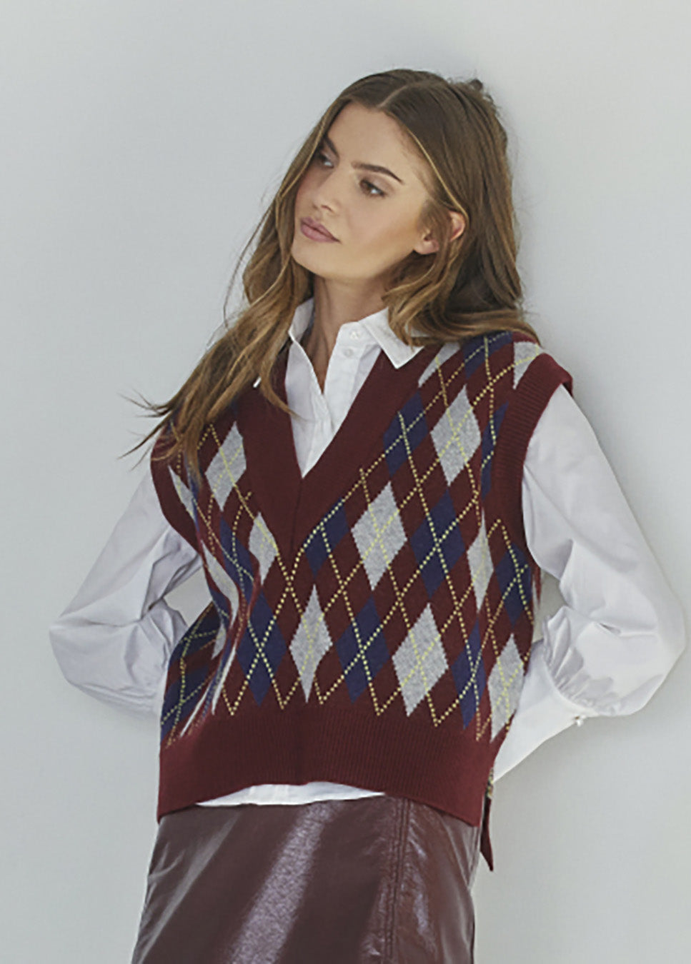 Co Couture RowCC Check Vest spencer rood voorkant model