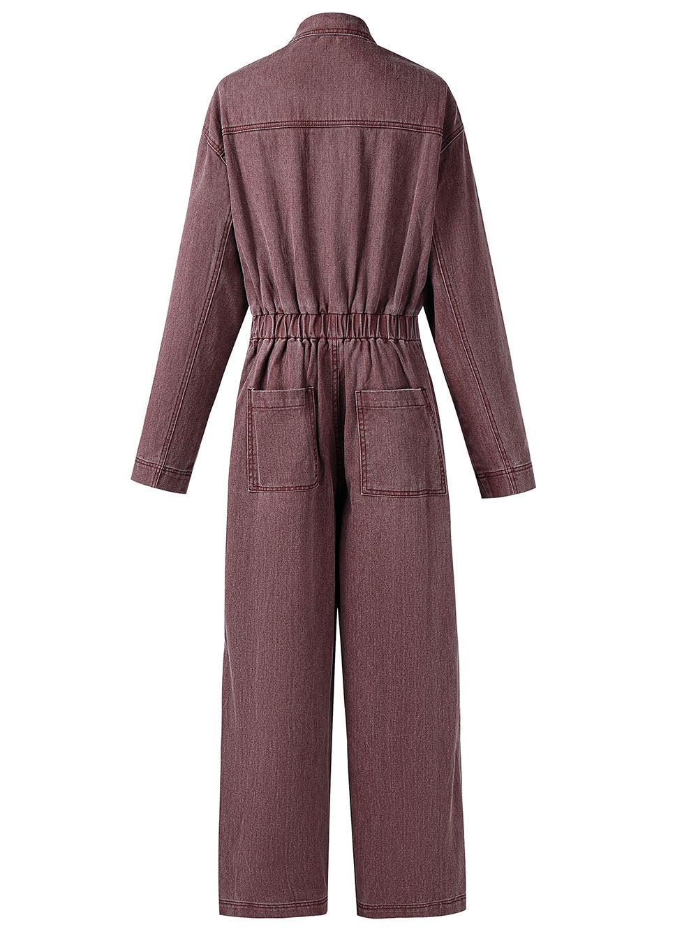 FRNCH Fabiana jumpsuit denim aubergine achterkant