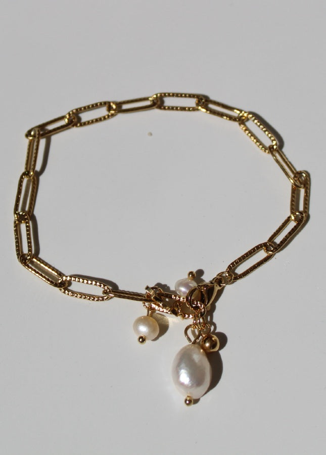 Gold link bracelet with charms Antwerp - Rocky Rosa