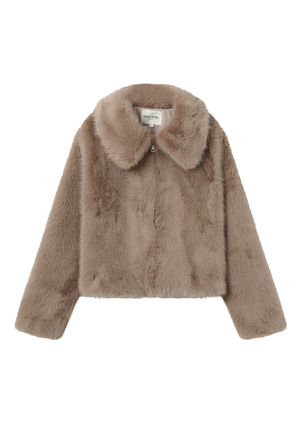 Product foto voorkant faux fur beige grace en mila shonno jas